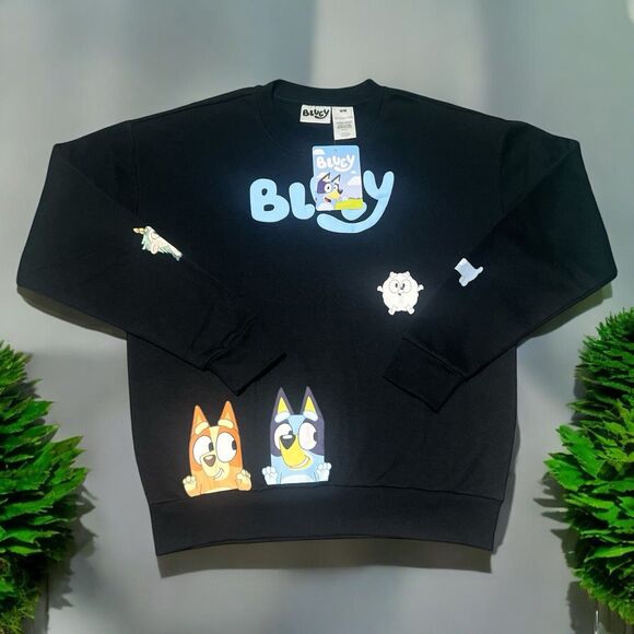 Bluey Sweatshirt Unisex Adult Medium Black Crewneck Bingo Disney NWT - Picture 1 of 3